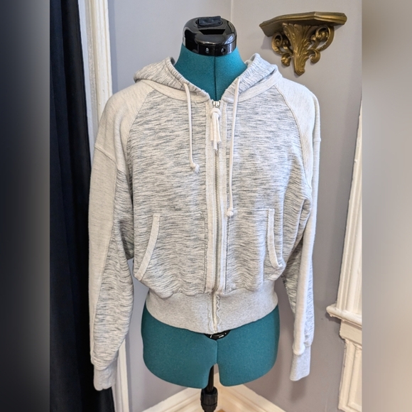 Free People fp movement heather grey two-tone full zip hoodie XS - Picture 1 of 9